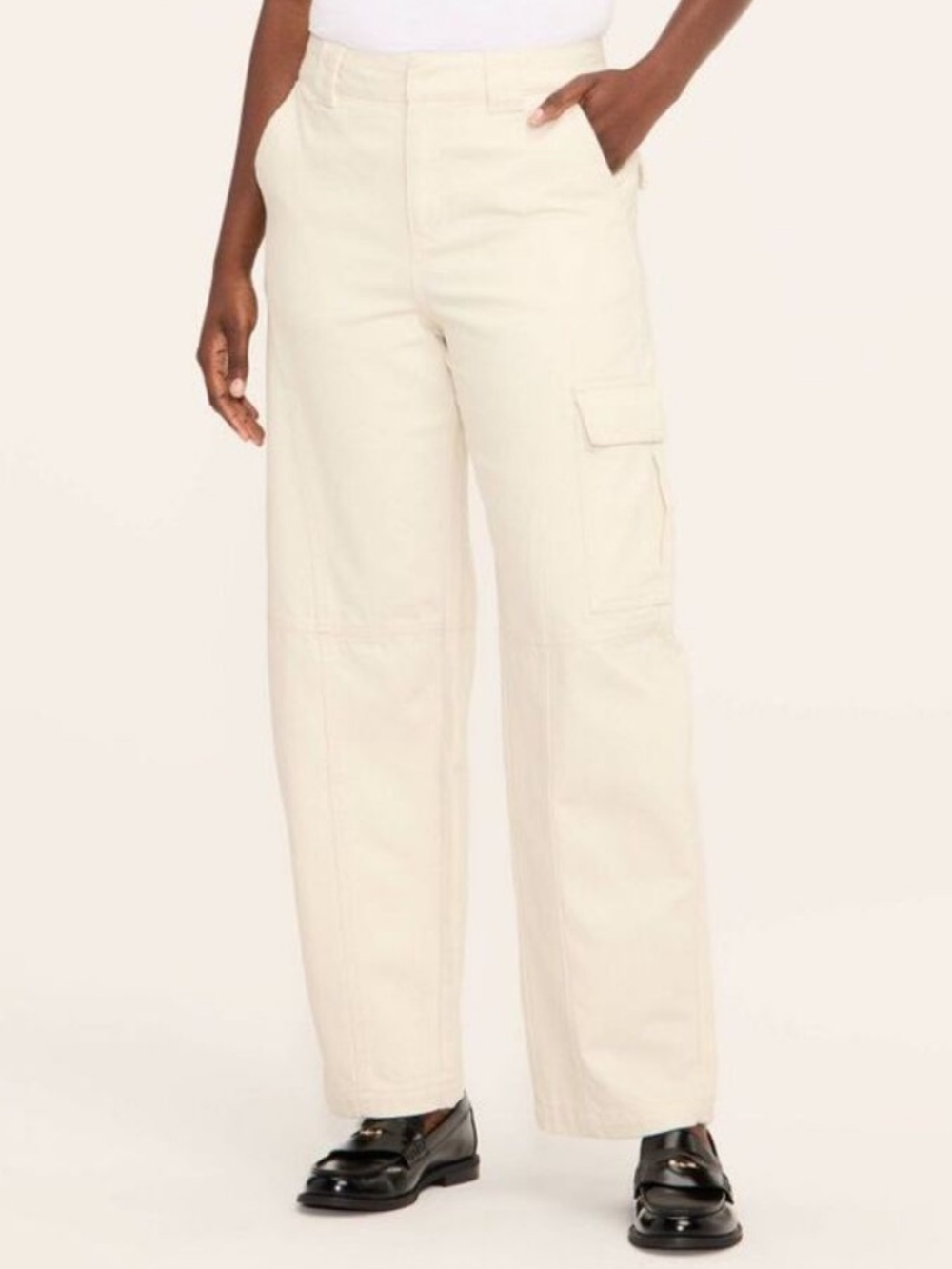 Woolrich X Target Cream Mid Rise Barrel Leg Cargo Denim Pants